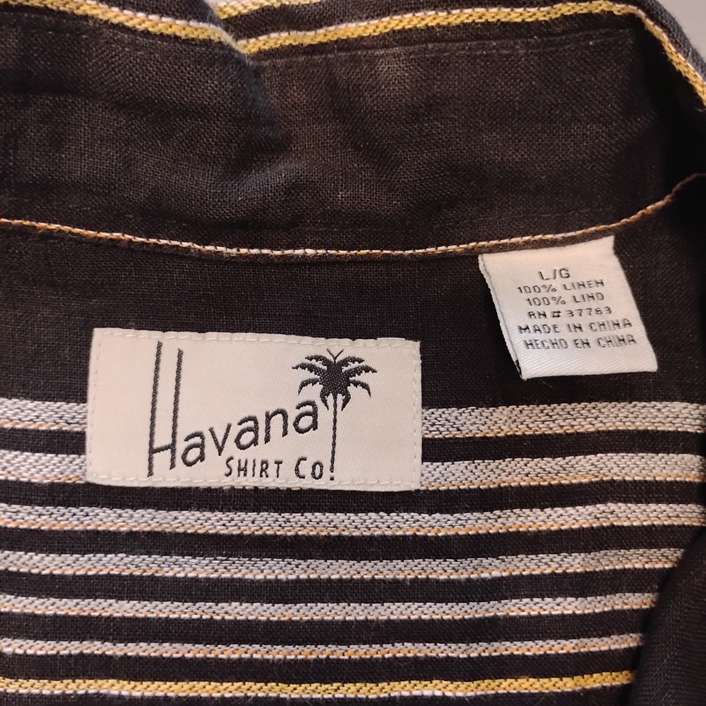 Havana Shirt Co Cabana Shirt Men's L  Black With Gradating Stripes Short Sleeve - Picture 2 of 8